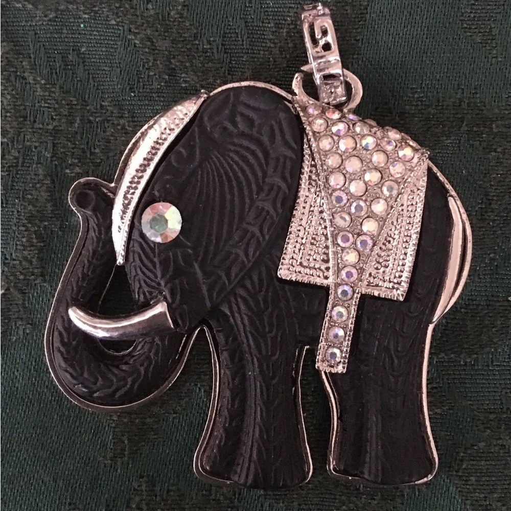 Elegant Black and Silver Elephant Pendant